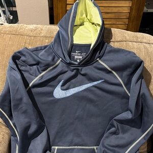 Like New XL Therma-Fit Nike Navy and Lime Hoodie lining